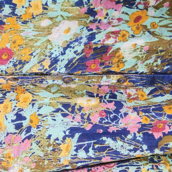 Pilcro Anthropologie Dolman Sleeve Button Down Blue Floral Cottage Top Medium - Picture 3 of 8